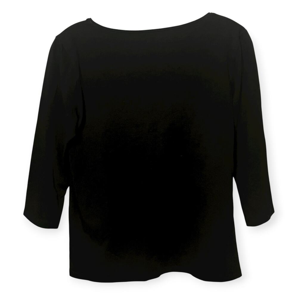 Eileen Fisher Organic Cotton Black Scoop Neck 3/4 Sleeve Top Minimalist Sz Small - Picture 3 of 6